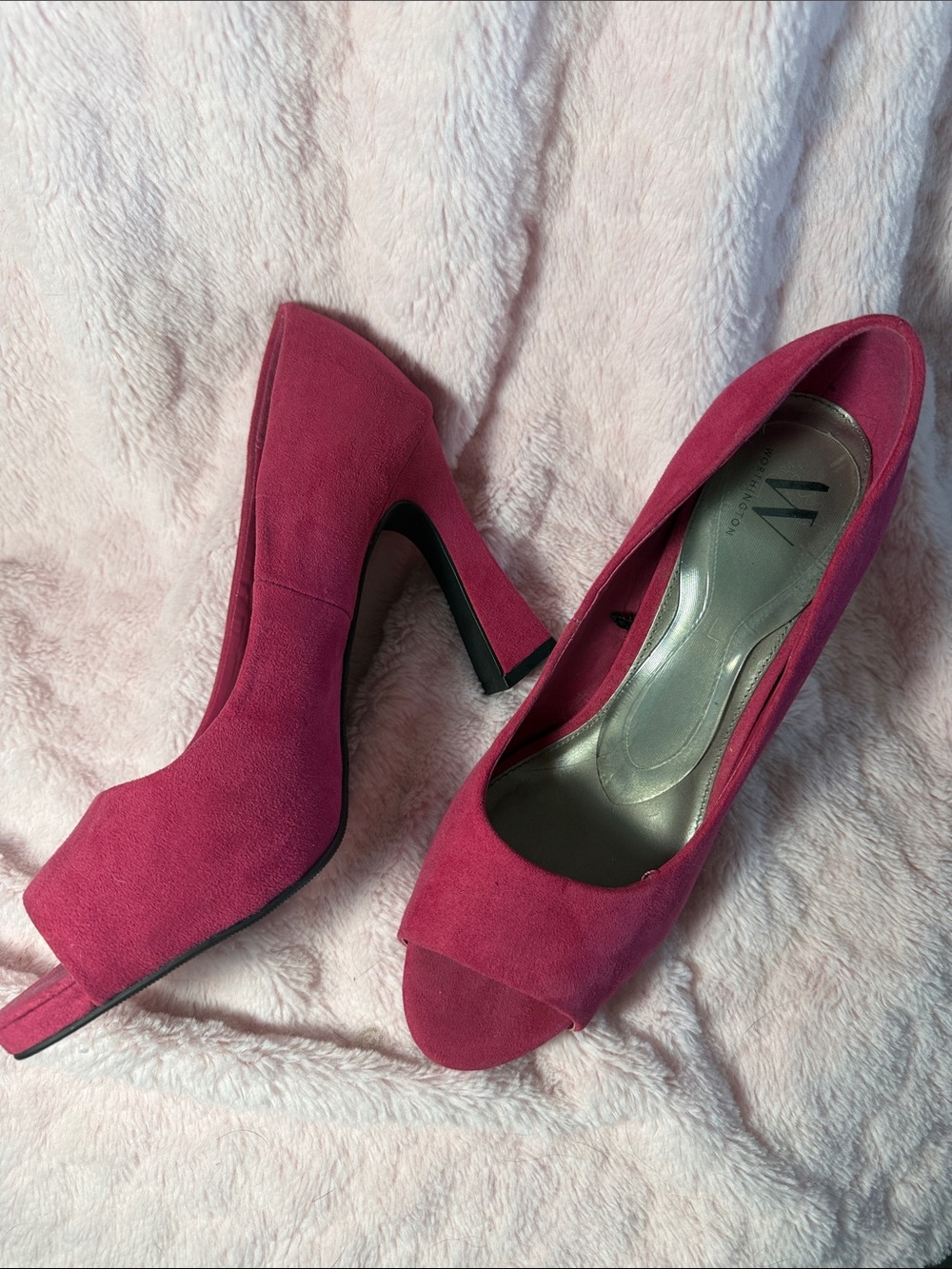 9.5 M Worthington Womens Lula Peep Toe Flared Heel Pumps